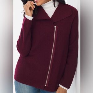 Chico’s Boiled Wool Zip Cardigan | NWT | Size 2
